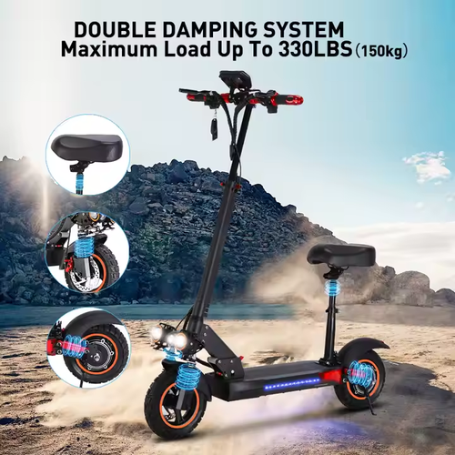 Electric scooter with dual shock absorption
