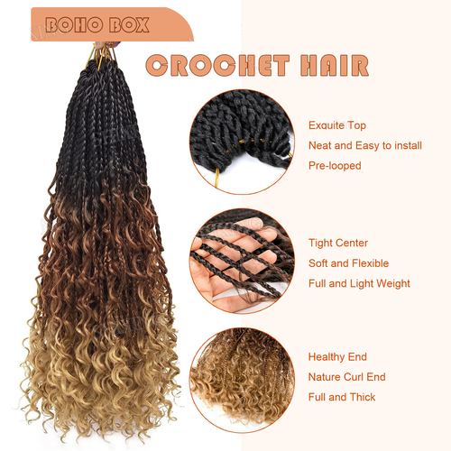 30-Inch brown Box Braids Crochet Hair