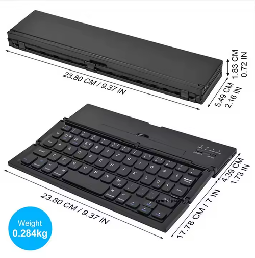 Tri-Fold Aluminum Keyboard for Phones Tablets