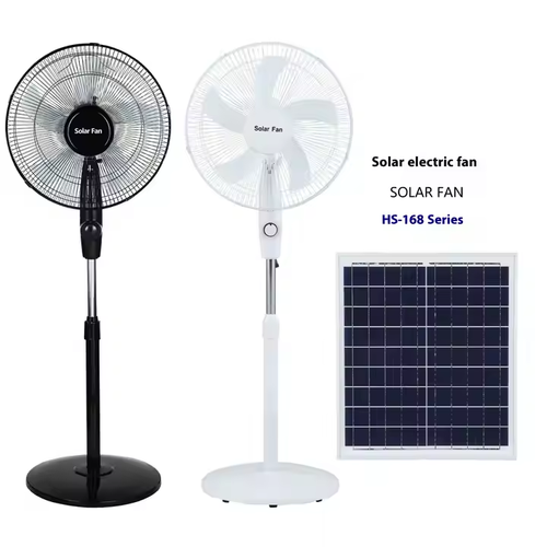 6-Inch Solar-Powered Floor Fan with DC12V & Built-in Battery