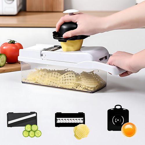 Manual Vegetable Slicer - 9-in-1 Safe Cutter for African Kitchens | No Knife Needed