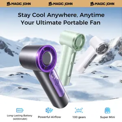 Mini Handheld Fan with LED Display – Powerful Wind, USB Rechargeable, Stylish & Ultra-Portable Personal Fan for Travel, Office, Home