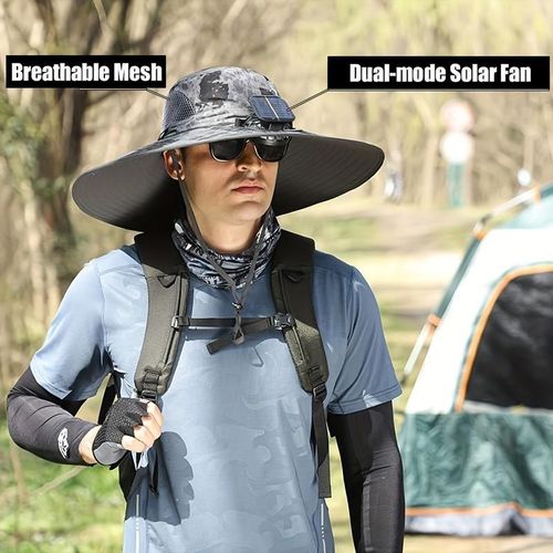 2025 New Solar Fan Hat with Adjustable Wind Speeds & USB Charging for All Seasons Comfortable Breathable Design Suitable for Fishing Hiking Camping Beach Sun Protection