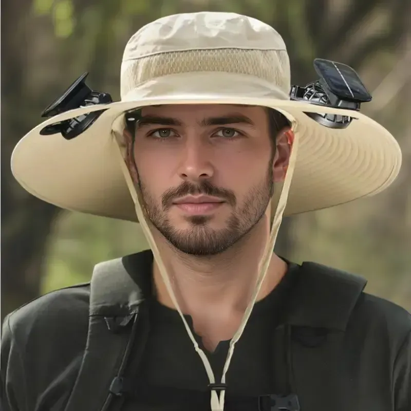 2025 New Solar Fan Hat with Adjustable Wind Speeds & USB Charging for All Seasons Comfortable Breathable Design Suitable for Fishing Hiking Camping Beach Sun Protection