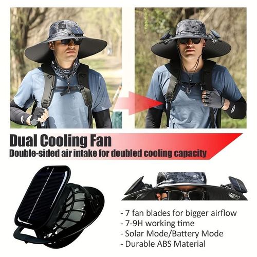 2025 New Solar Fan Hat with Adjustable Wind Speeds & USB Charging for All Seasons Comfortable Breathable Design Suitable for Fishing Hiking Camping Beach Sun Protection