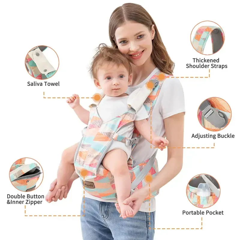 Baby Carrier, 6-in-1 Ergonomic Baby Carrier Newborn To Toddler For 7-45lbs, Front & Back Baby Carriers With Hip Seat For Dad Mom, Adjustable Mesh Infant Carrier With Hood All Season