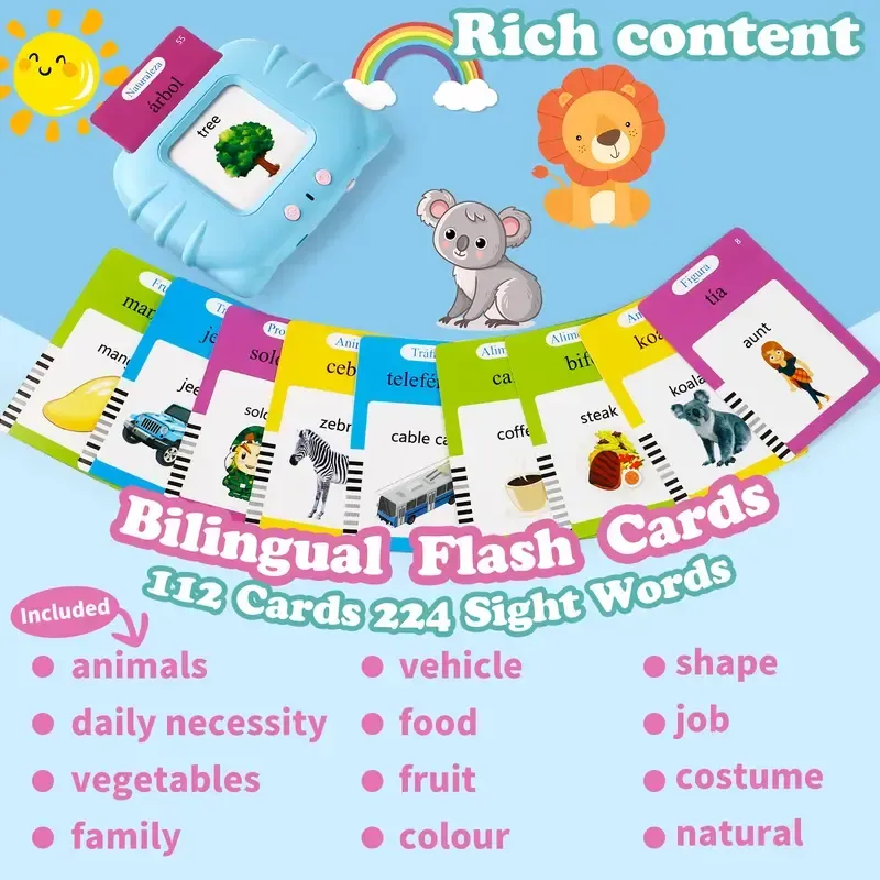 Talking Flash Card Toy for Kids with 224 Sight Words - Educational Language Learning Toy