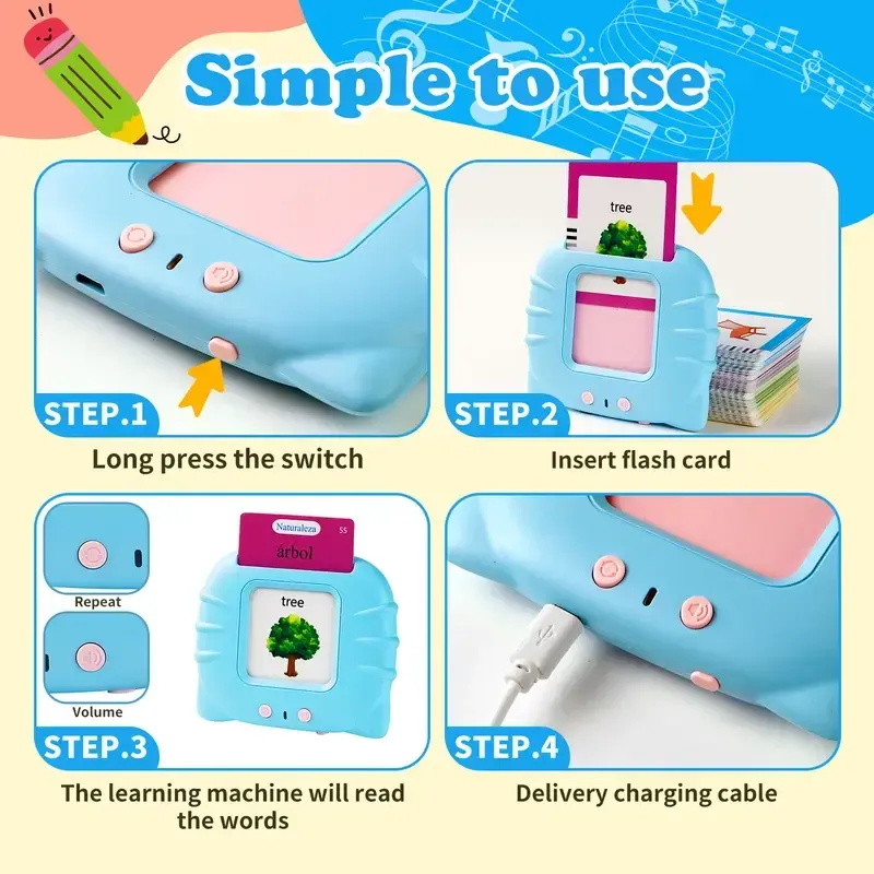 Talking Flash Card Toy for Kids with 224 Sight Words - Educational Language Learning Toy