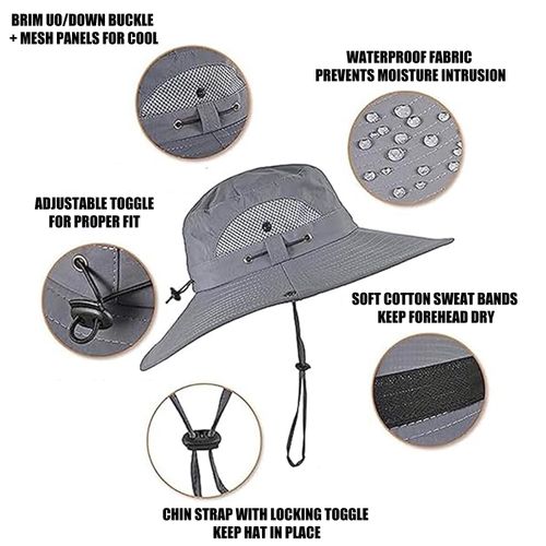 Solar Powered Fan Wide Brim Hat with 2 Fans forFishing Hiking