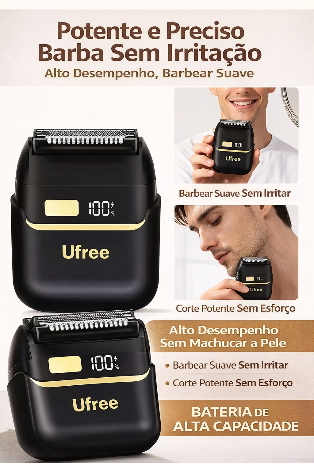 🪒Barbeador Ufree: Corte Fácil Sem Machucar a Pele ⚡