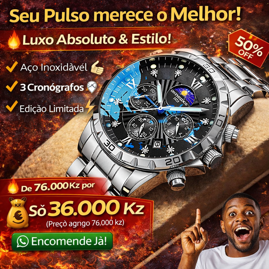 ⌚Relógio Luxo Masculino Impermeável 30M 💎 Estilo Premium + Brilho Noturno 🌙🔥