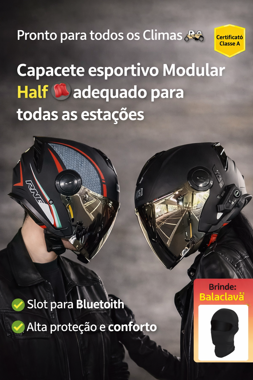🛵 Capacete Modular com Bluetooth Integrado 🎧 Música e Chamadas | Forração Respirável e Lavável | Alta Proteção