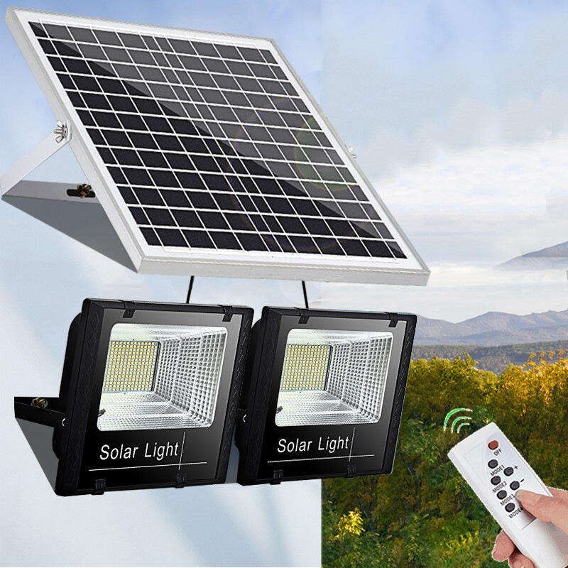 Valor de cor do pátio Segurança dupla buff luz frontal de controle remoto solar IP67 chuva tempestuosa não se queima sol brilhante toda a noite poupar contas de eletricidade para a vida suspeita