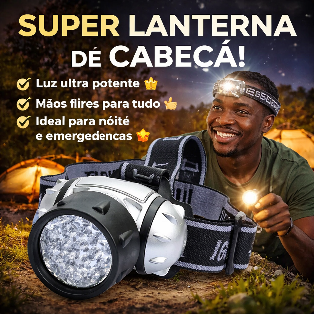🔥 Lanterna de Cabeça Ultra Potente 1800 Lumens 🔦💡 | Ideal para Noite, Trabalho e Emergência ⚡