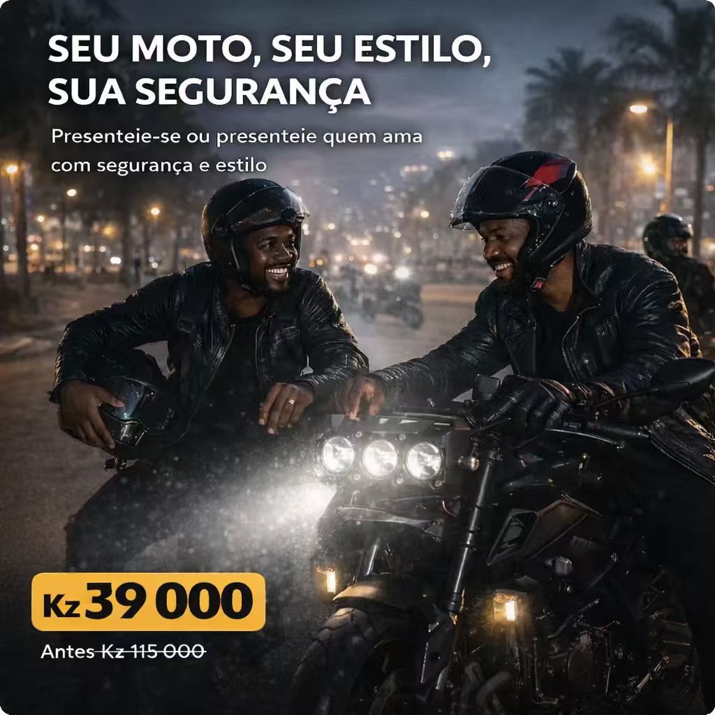 🏍️Farol de Moto LED 3 Lentes Alta Potência 500M 🔥 Super Luz Branca | Entrega em Luanda