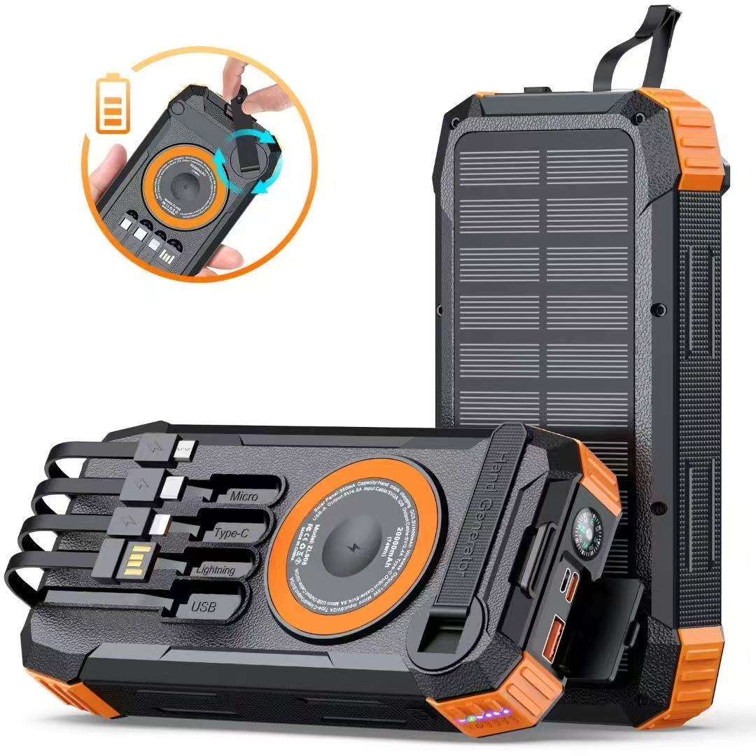 5-em-1 Solar Charger Treasure Hand Shake Geração de energia Solar Charger Acampamento Apagamento de energia Telemóvel essencial para condução Sempre totalmente elétrico livre