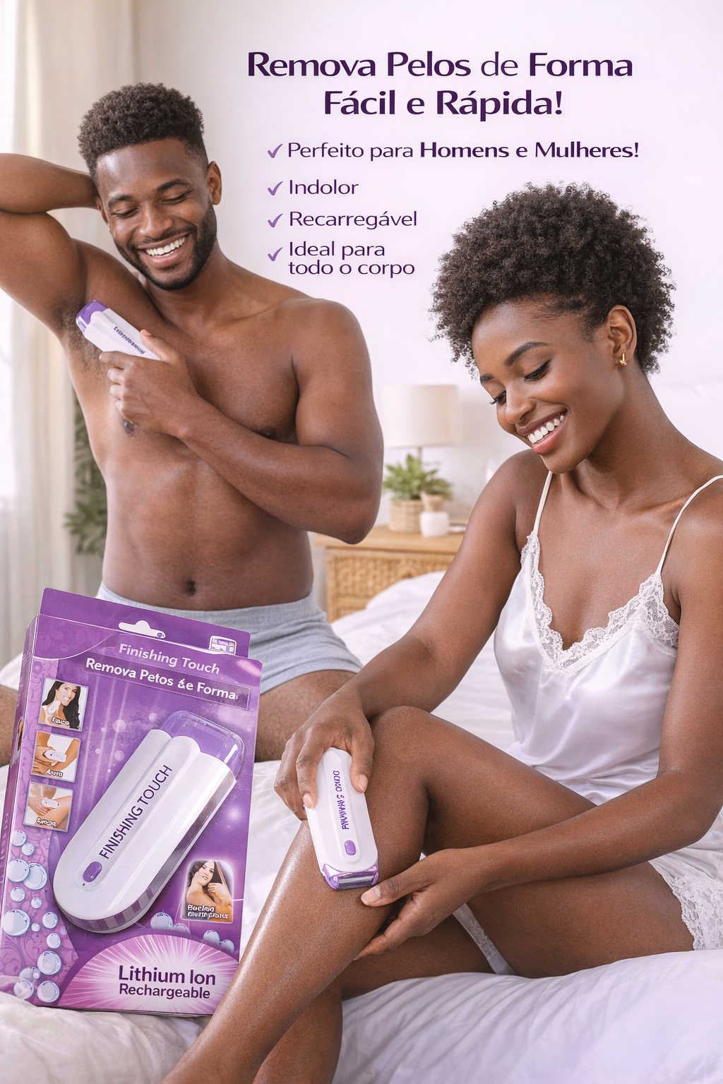 ✨ Depilador Elétrico Recarregável Unissex ✨ 💜 Remoção Rápida & Suave dos Pelos 💜 👩‍🦰👨‍🦱 Homens e Mulheres