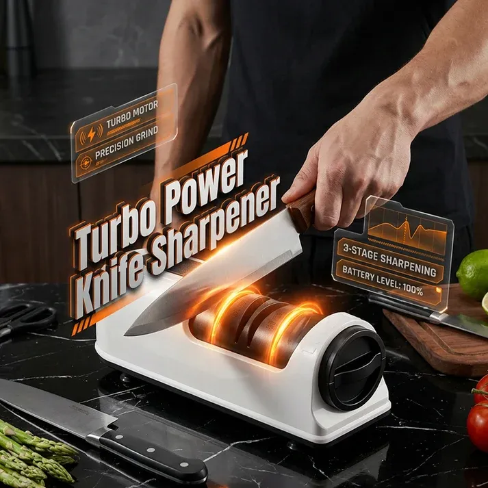 ⏰3-Stage Electric & Manual Knife Sharpener – Fast Polishing, Dual Mode & Labor-Saving Kitchen Design 🔪
