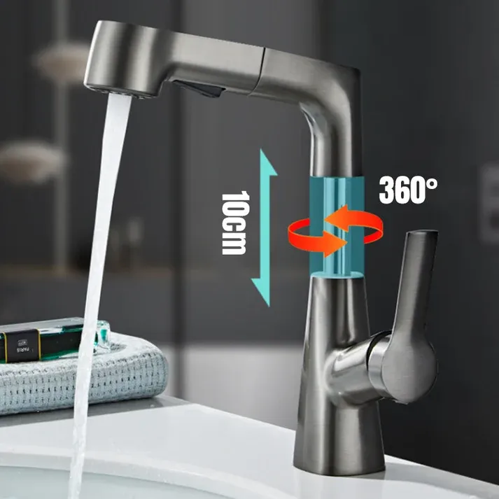 🔥Hot Sale Offers-1 Hole Bathroom Faucet with Pull out Sprayer