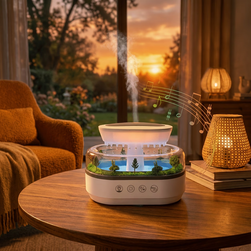 🌧️Mini Landscape Humidifier, Multi-Option White Noise Long-Lasting Bedroom Aroma Diffuser