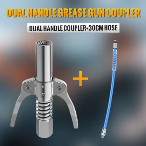 High-Pressure Grease Gun Coupler – Dual Handle, Secure Lock, Universal Fit ⚙️
