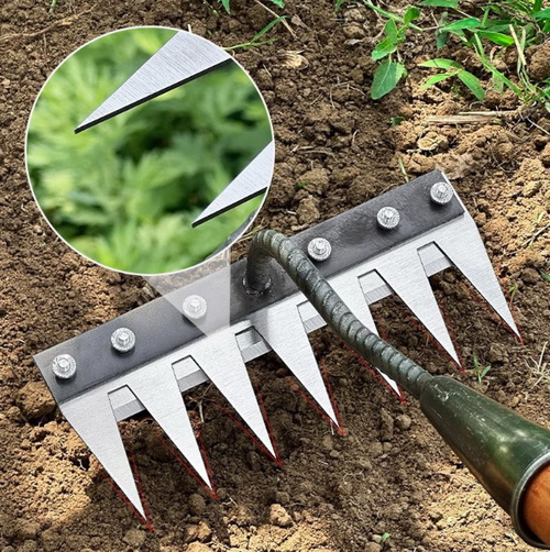 2pcs-7-Teeth Carbon Steel Garden Weeding Rake