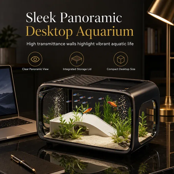 Transparent Panoramic Desktop Fish Tank