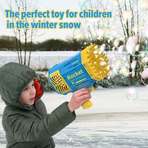 Bubble Gun Rocket 40 Holes Soap Bubble Machine Gun Shape Automatic Bubble Blower with Light Children's Toy Children's Gift