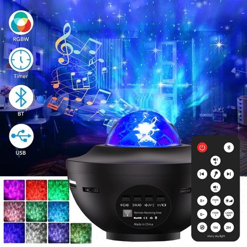 Dynamic Water Wave Effect Bluetooth louder speaker relaxing Music Projector Starry Night Light LED Star Projector Lamp