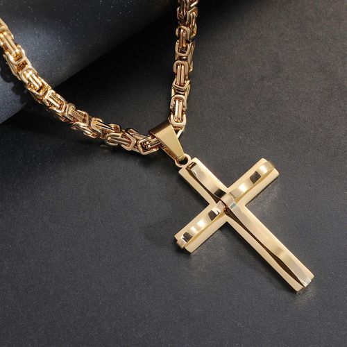 Hip Hop Christian Cross Stainless Steel Men's Pendant Necklace