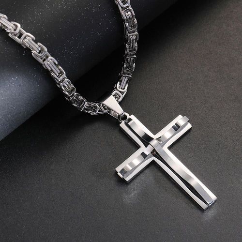 Hip Hop Christian Cross Stainless Steel Men's Pendant Necklace