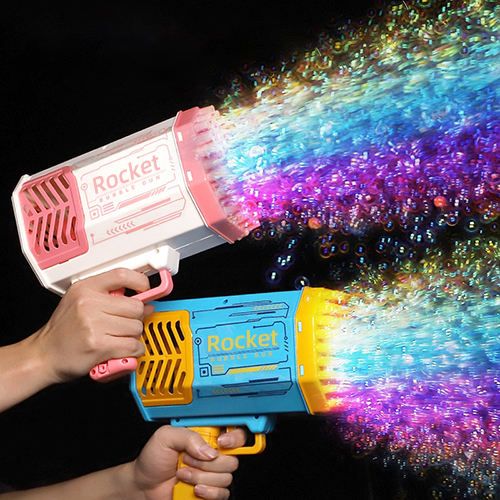 Bubble Gun Rocket 40 Holes Soap Bubble Machine Gun Shape Automatic Bubble Blower with Light Children's Toy Children's Gift