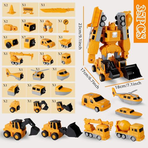Best product 35-piece magnetic deformation engineering vehicle assembly DIY toys