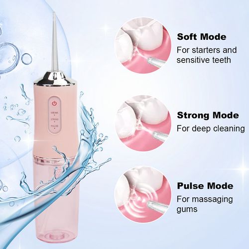 Electric Irrigator Oral USB Rechargeable Water Flosser Dental Water Jet 3 Work Models Teeth Cleaner 4 Nozzles