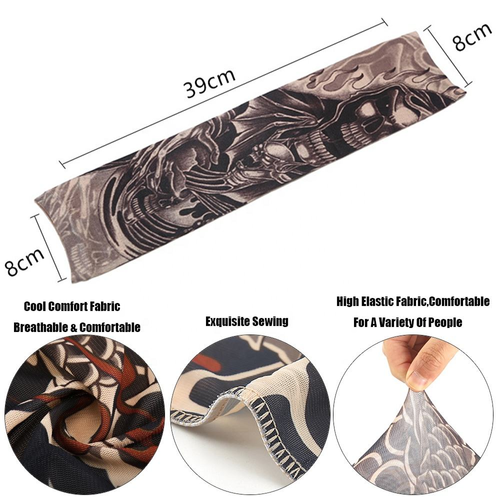 Full-arm tattoo sleeve seamless outdoor cycling sun-protection sleeves (random patterns, pack of 5)