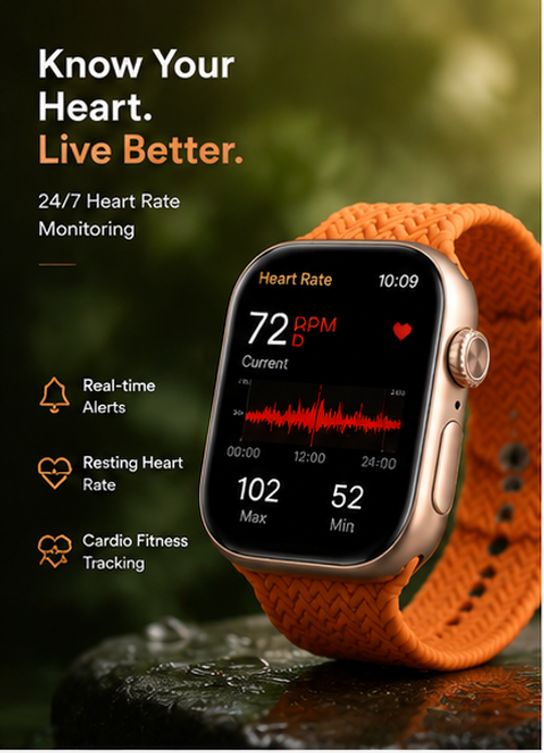 SIM enabled smartwatch suitable for Africa, featuring an HD AMOLED screen  supports GPS, heart rate, blood pressure, blood oxygen, and sleep monitoring  compatible with Android and iOS (orange strap).