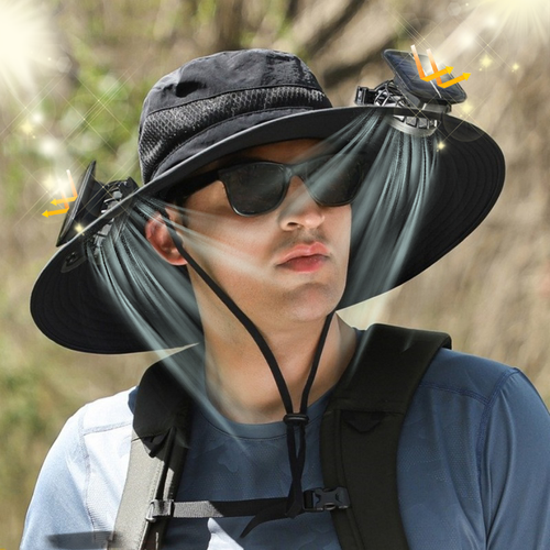 Solar fan cooling outdoor charging sun protection sun hat