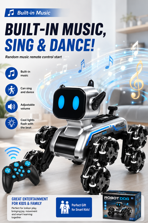 🔥 8-Wheel Stunt Robot Dog – The Ultimate RC Smart Toy for Kids | 360° Stunts, Music, Lights & Gesture Control