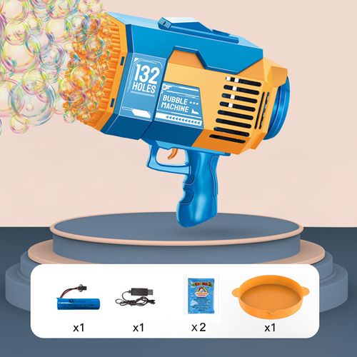 Bubble Gun Rocket 40 Holes Soap Bubble Machine Gun Shape Automatic Bubble Blower with Light Children's Toy Children's Gift