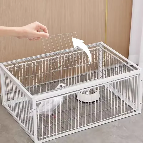 Metal wire pigeon trap cage with automatic trapping door, suitable for birds, chickens, small animals, and pets packaged in a box.