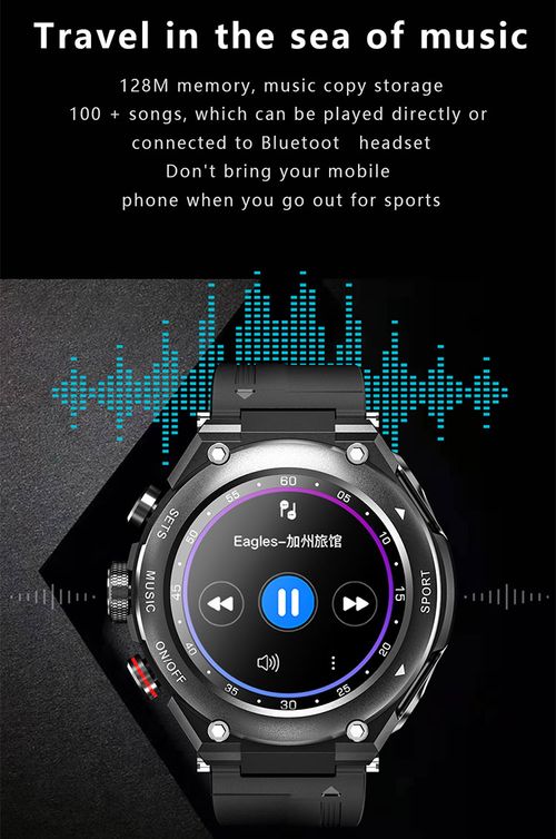 2-in-1 smart music watch player with built-in earphones, heart rate and blood pressure monitoring, exercise detection