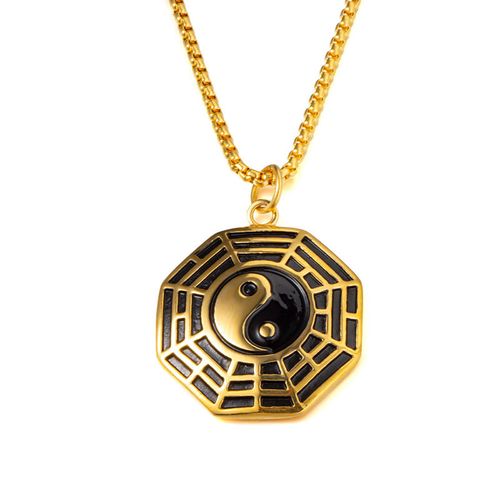 Yin Yang Ba Gua eight trigrams amulet pendant men stainless steel lucky charm necklace