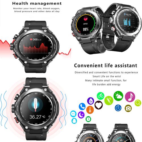 2-in-1 smart music watch player with built-in earphones, heart rate and blood pressure monitoring, exercise detection