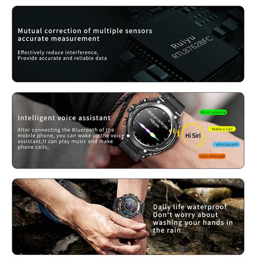 2-in-1 smart music watch player with built-in earphones, heart rate and blood pressure monitoring, exercise detection