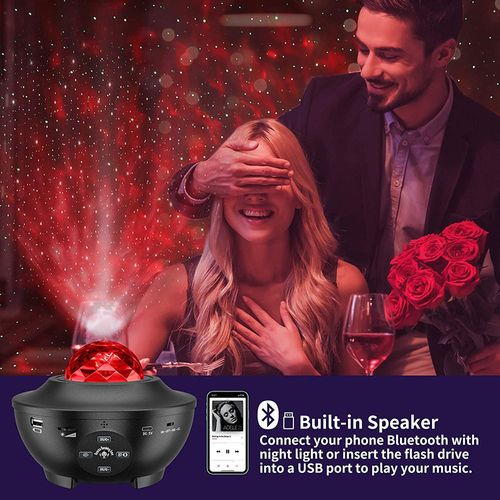 Dynamic Water Wave Effect Bluetooth louder speaker relaxing Music Projector Starry Night Light LED Star Projector Lamp
