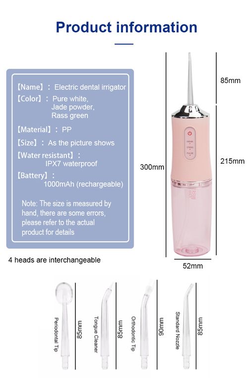 Electric Irrigator Oral USB Rechargeable Water Flosser Dental Water Jet 3 Work Models Teeth Cleaner 4 Nozzles