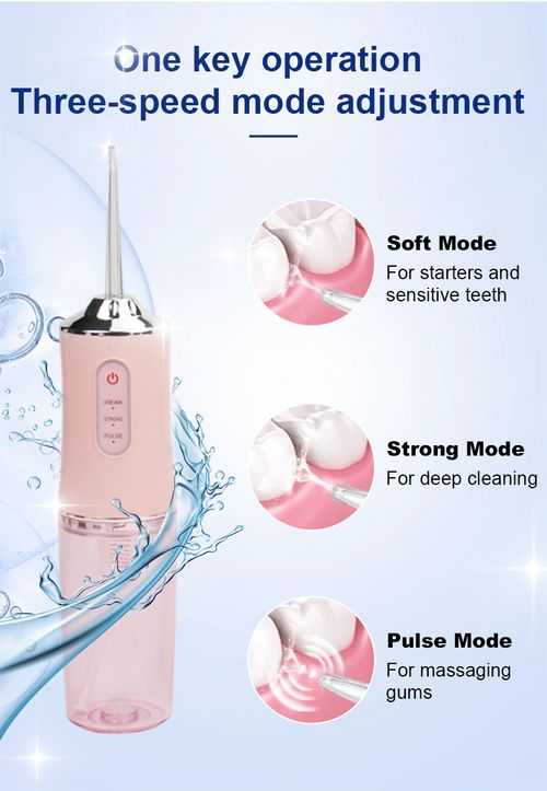Electric Irrigator Oral USB Rechargeable Water Flosser Dental Water Jet 3 Work Models Teeth Cleaner 4 Nozzles