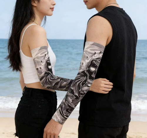 Full-arm tattoo sleeve seamless outdoor cycling sun-protection sleeves (random patterns, pack of 5)