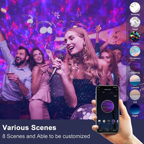 Dynamic Water Wave Effect Bluetooth louder speaker relaxing Music Projector Starry Night Light LED Star Projector Lamp