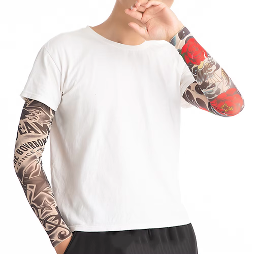 Full-arm tattoo sleeve seamless outdoor cycling sun-protection sleeves (random patterns, pack of 5)